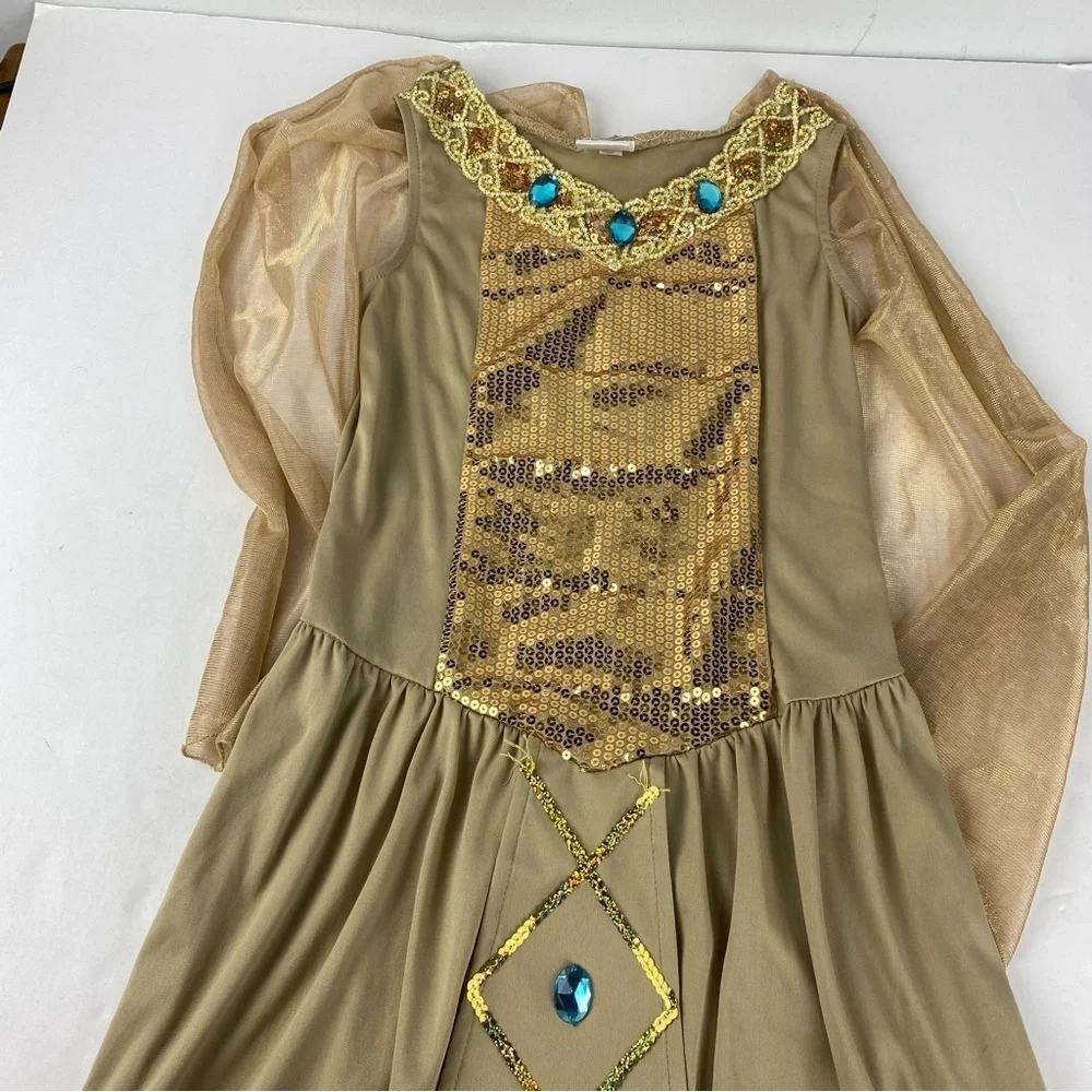 Cleopatra Egyptian Girls Large Gold Sequin Jeweled Dress Costume